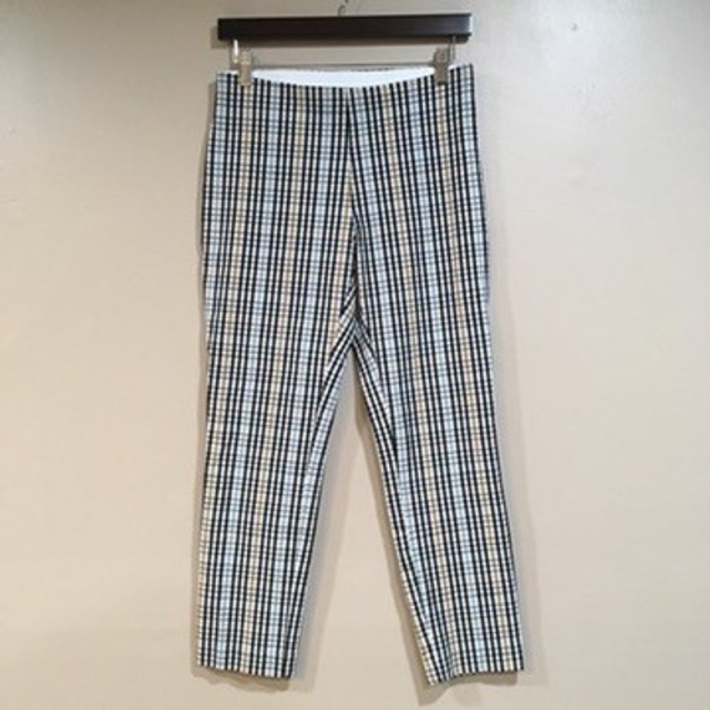 A New Day Plaid Ankle Pants Womens 6 Black Blue Yellow Dark Academia Preppy Twee